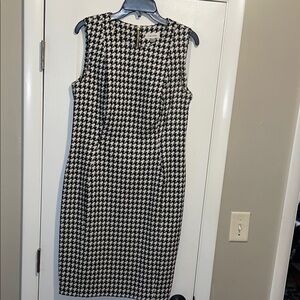 Calvin Klein Black and White Houndstooth Midi Dress